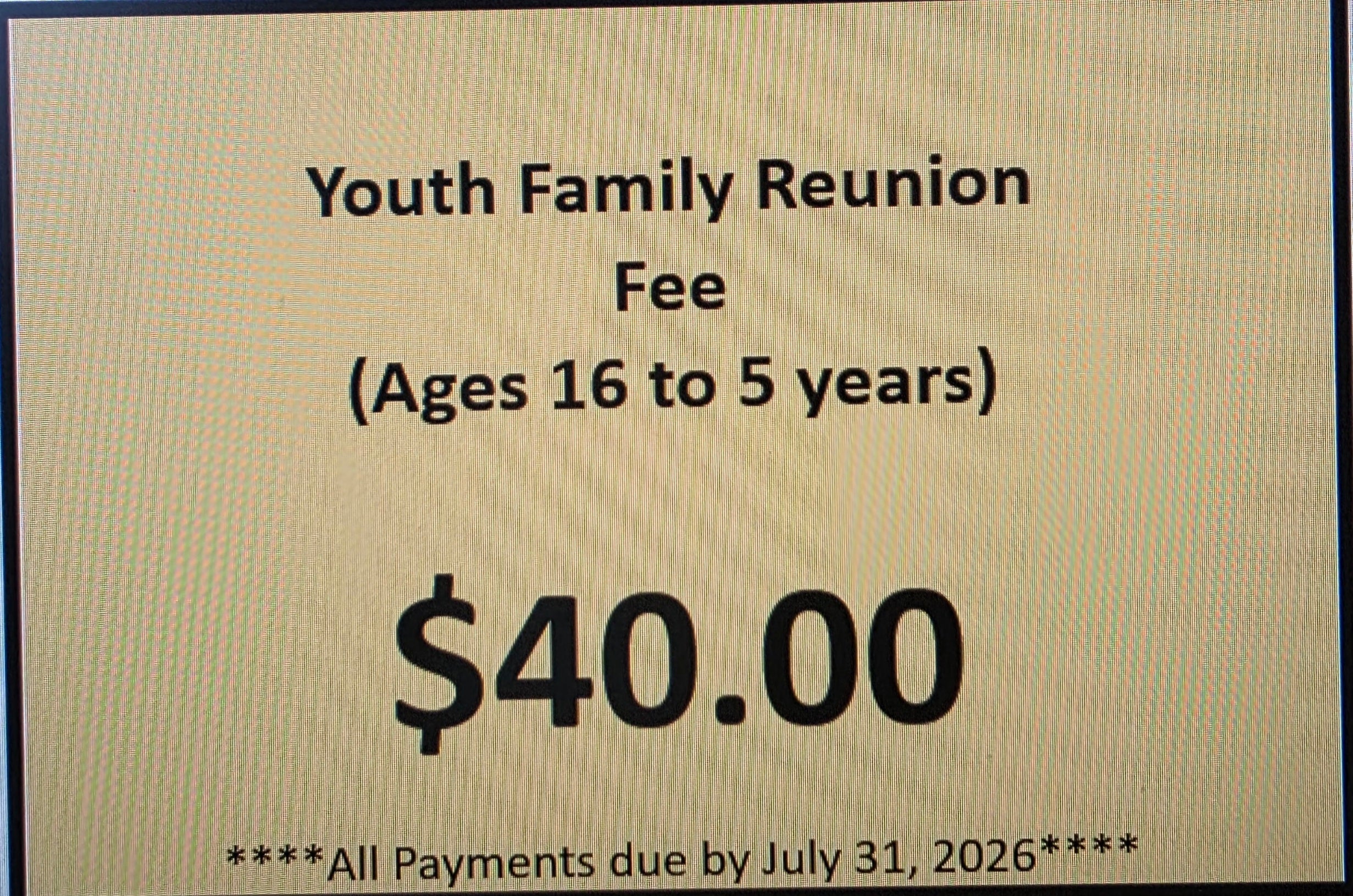 Youth Purchase Option (Ages 16 years to 5 years)