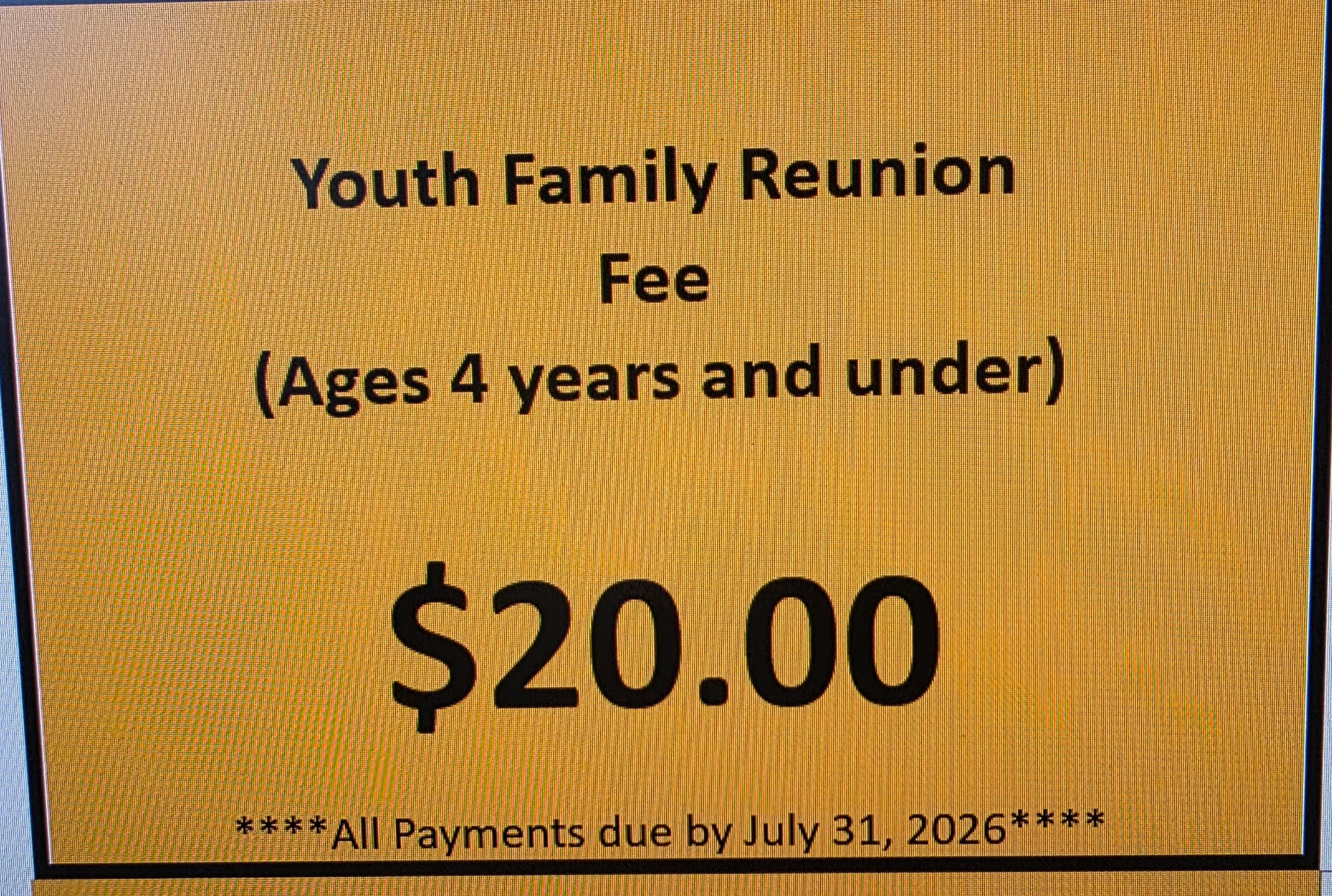 Youth purchase ticket option (4 years and under)
