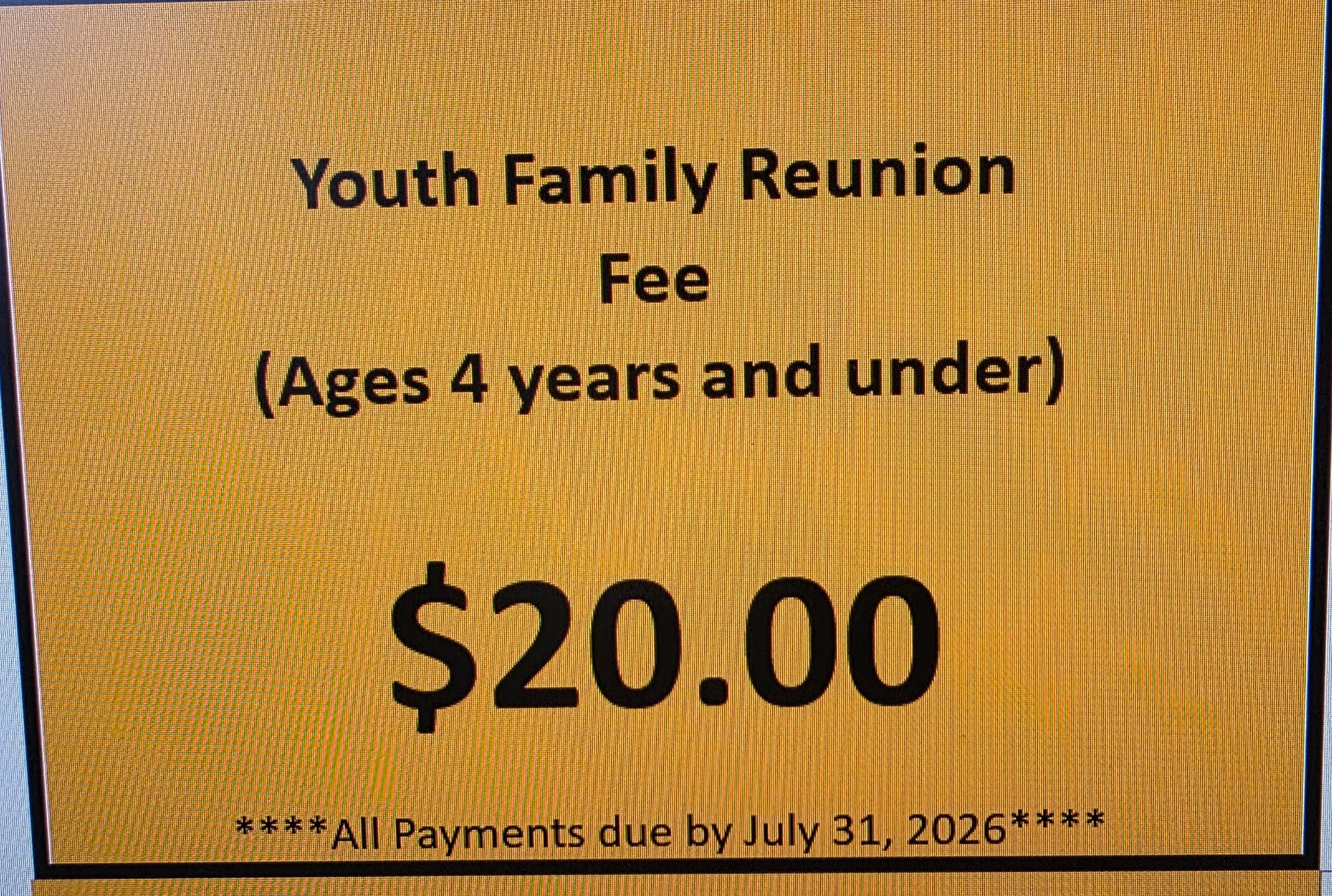 Youth purchase ticket option (4 years and under)